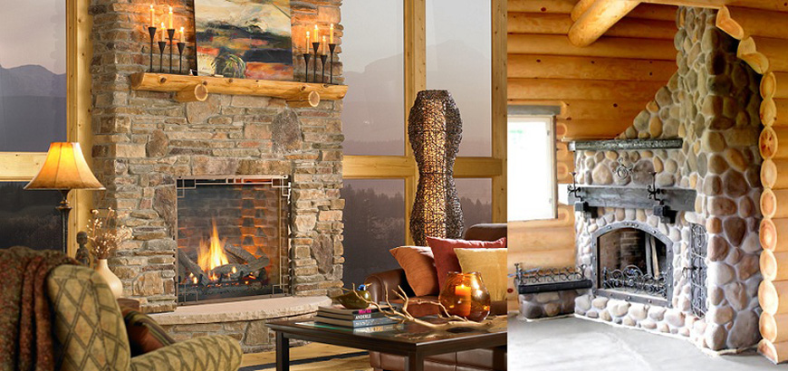 рустикальный камин в Казахстане